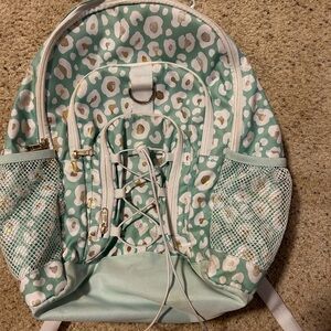 Pottery Barn Sage & Gold Leopard Bookbag EUC!!